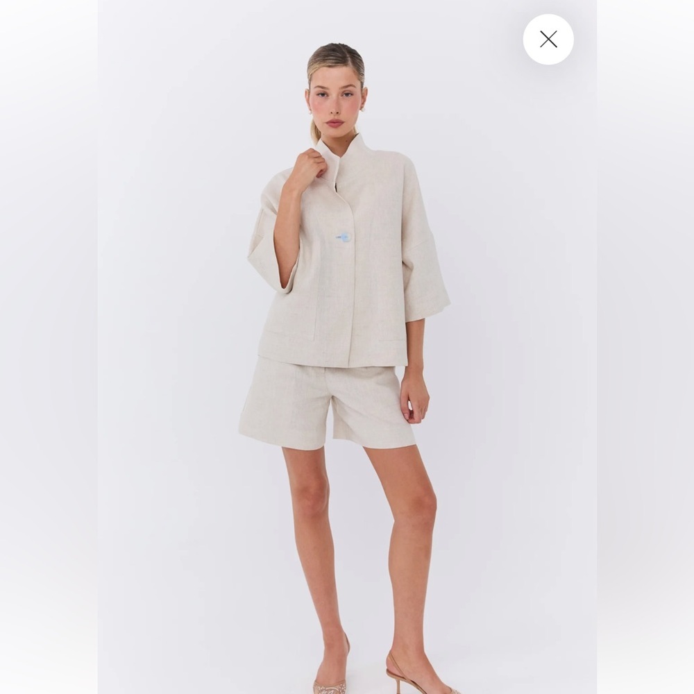EDER By ANNA Australia 100% Linen Audrey Jacket in Oat Linen Size L